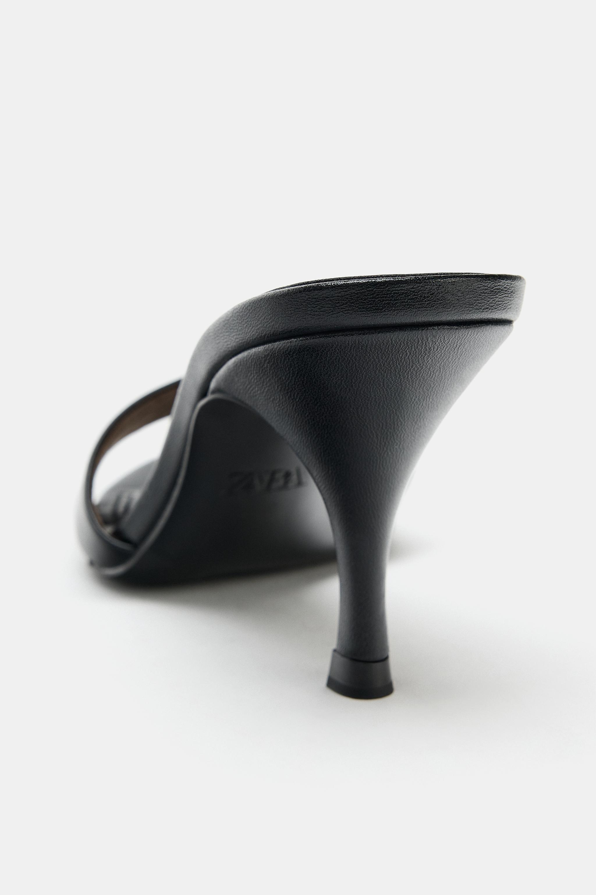 SANDALES À TALONS EN CUIR